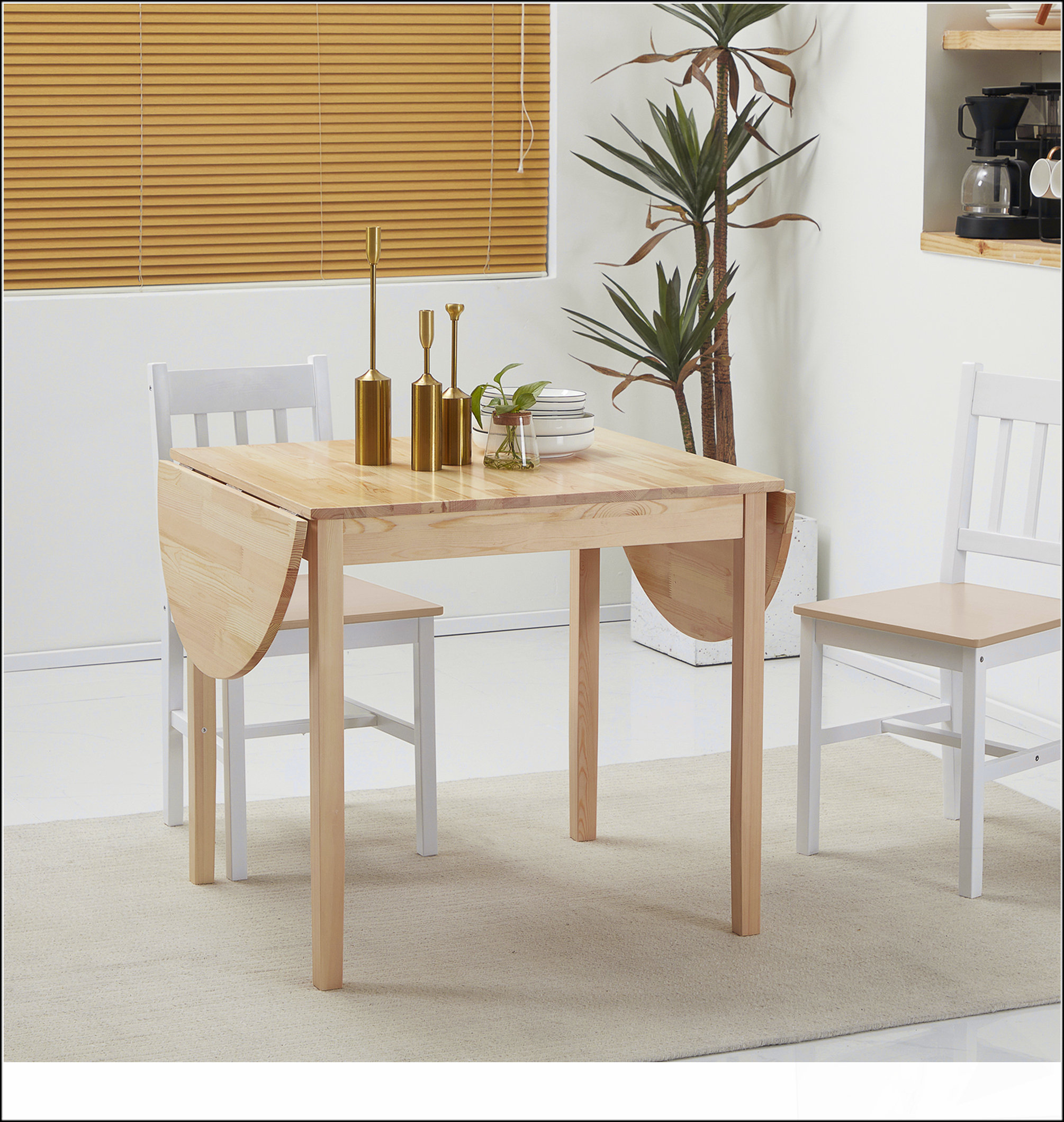 Ebern Designs 55" Solid Wood Kitchen Table, Drop Leaf Tables for Small ...